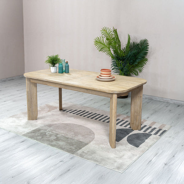 Lh Imports Haru Extension Dining Table - Stylish Double Leaf Design, Seats 6-8, Perfect For Any Space! Beige Acacia Har010