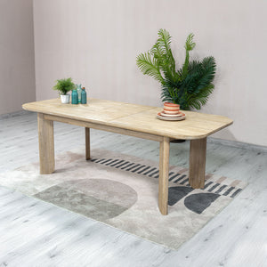 Lh Imports Haru Extension Dining Table - Stylish Double Leaf Design, Seats 6-8, Perfect For Any Space! Beige Acacia Har010