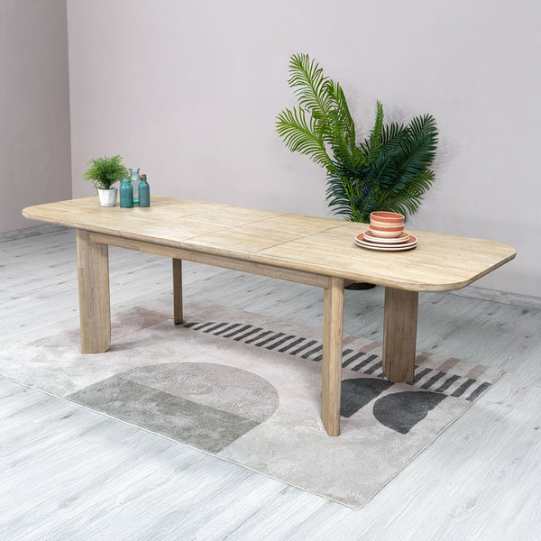 Lh Imports Haru Extension Dining Table - Stylish Double Leaf Design, Seats 6-8, Perfect For Any Space! Beige Acacia Har010