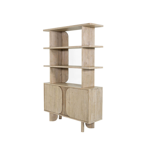 Lh Imports Haru Bookcase - Modern Design With 3 Spacious Shelves & Stylish Cabinet For Chic Home Organization Beige Acacia,Acacia Veneer,Mdf Har019