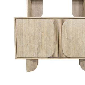 Lh Imports Haru Bookcase - Modern Design With 3 Spacious Shelves & Stylish Cabinet For Chic Home Organization Beige Acacia,Acacia Veneer,Mdf Har019