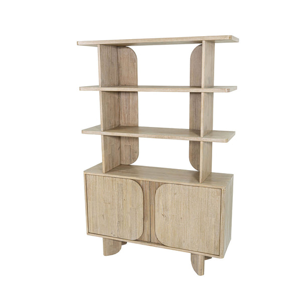 Lh Imports Haru Bookcase - Modern Design With 3 Spacious Shelves & Stylish Cabinet For Chic Home Organization Beige Acacia,Acacia Veneer,Mdf Har019
