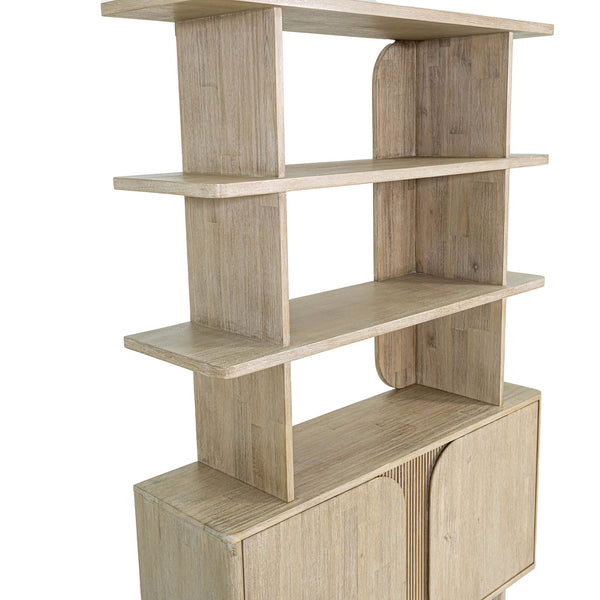 Lh Imports Haru Bookcase - Modern Design With 3 Spacious Shelves & Stylish Cabinet For Chic Home Organization Beige Acacia,Acacia Veneer,Mdf Har019