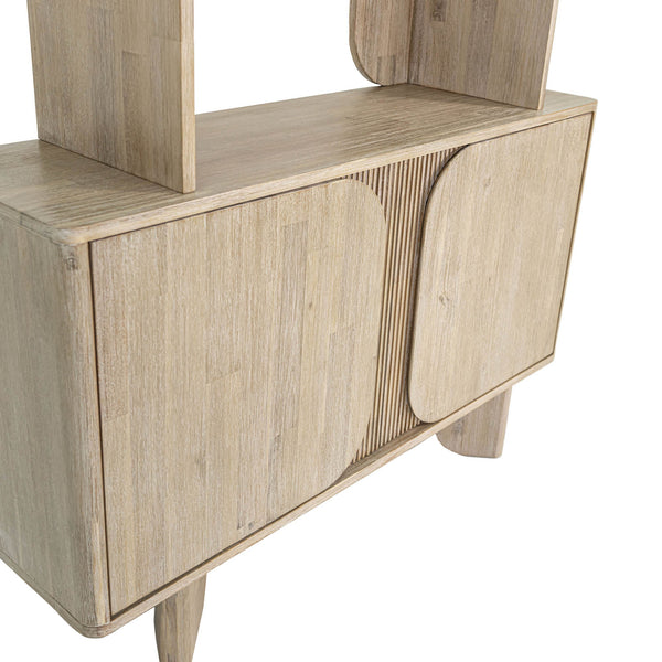 Lh Imports Haru Bookcase - Modern Design With 3 Spacious Shelves & Stylish Cabinet For Chic Home Organization Beige Acacia,Acacia Veneer,Mdf Har019