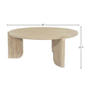 Lh Imports Haru Coffee Table - Stylish Round Design With Unique Leg Features Perfect For Enhancing Your Living Space Beige Acacia Har032