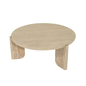 Lh Imports Haru Coffee Table - Stylish Round Design With Unique Leg Features Perfect For Enhancing Your Living Space Beige Acacia Har032