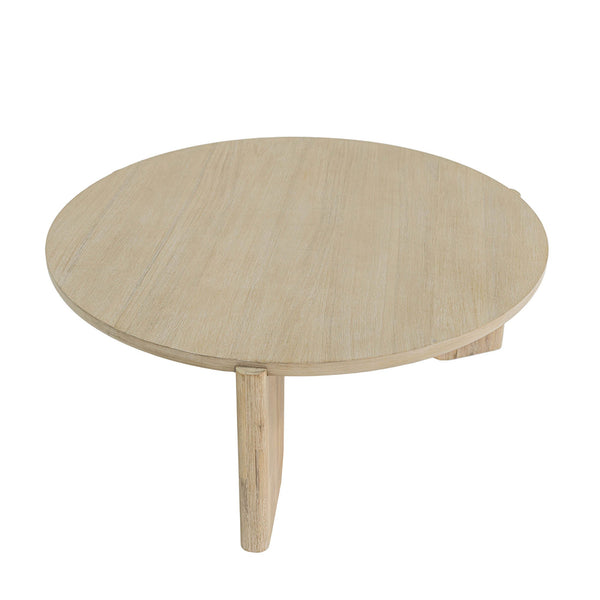 Lh Imports Haru Coffee Table - Stylish Round Design With Unique Leg Features Perfect For Enhancing Your Living Space Beige Acacia Har032