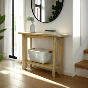 Lh Imports Haru Console Table - Elegant Entryway Accent For Modern Or Classic Decor, Versatile & Stylish Addition Beige Acacia Har034