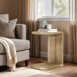 Lh Imports Haru C-shaped Side Table - Stylish & Versatile Accent For Modern & Classic Living Spaces Decor Beige Acacia Har035