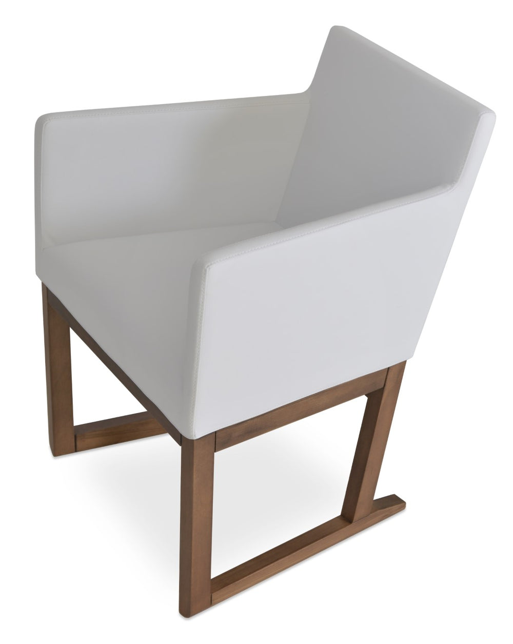 Soho Concept Harput Lounge Armchair With Walnut Wood Sled Base & Soft Leatherette Upholstery - 350 Lbs Capacity Black,Walnut  Soho-concept-dining-chair-04484