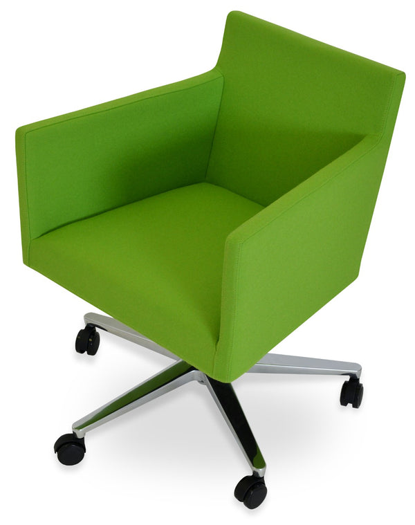 Soho Concept Harput Arm Office Chair - Ergonomic Design In Camira Blazer Wool, Chrome Base, 10-year Guarantee Pistachio  Soho-concept-dining-chair-04488