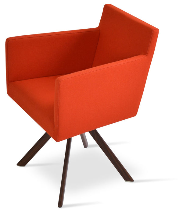 Soho Concept Harput Swivel Lounge Armchair In Dark Grey Camira Era Fabric - 10 Year Guarantee For Comfort Walnut,Orange  Soho-concept-dining-chair-04494
