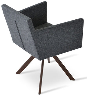 Soho Concept Harput Swivel Lounge Armchair - Stylish Dining Chair In Boucle, Velvet, Nubuck & Camira Fabrics! Walnut,Dark Grey  Soho-concept-dining-chair-04493