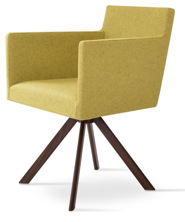 Soho Concept Harput Swivel Lounge Armchair In Dark Grey Camira Era Fabric - 10 Year Guarantee For Comfort Walnut  Soho-concept-dining-chair-04489