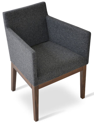 Soho Concept Harput Stylish Wood Lounge Armchair With Camira Era Fabric - 10 Year Warranty, Walnut & Orange Walnut,Dark Grey  Soho-concept-dining-chair-04495