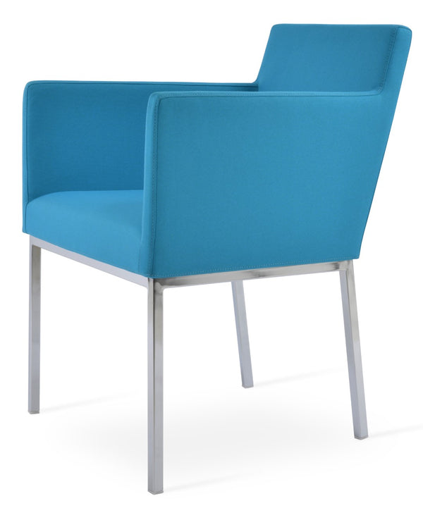 Soho Concept Harput Metal Armchair Dining Chair - Premium Boucle, Velvet & Nubuck Upholstery, 10-year Warranty Chrome,Turquoise  Soho-concept-dining-chair-04250