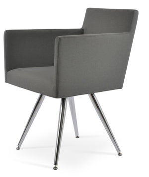 Soho Concept Harput Star Armchair Dining Chair In Boucle, Velvet & Nubuck Fabrics - 10-year Guarantee, Chrome Grey Chrome,Grey  Soho-concept-dining-chair-04249