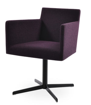 Soho Concept Harput 4 Star Swivel Armchair With Camira Blazer Wool - Stylish, Durable, 10-year Guarantee, Brass Finish Black  Soho-concept-dining-chair-04281