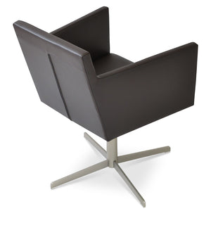 Soho Concept Harput 4 Star Armchair Swivel Dining Chair - Ergonomic Comfort, Stylish Leatherette & Gold Finish Brown  Soho-concept-dining-chair-04287