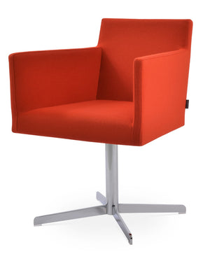 Soho Concept Harput 4 Star Swivel Armchair With Camira Blazer Wool - Stylish, Durable, 10-year Guarantee, Brass Finish Chrome,Orange  Soho-concept-dining-chair-04262