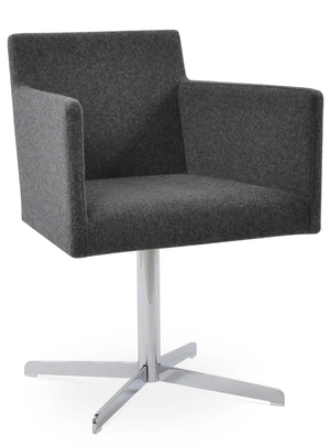 Soho Concept Harput 4 Star Swivel Armchair With Camira Blazer Wool - Stylish, Durable, 10-year Guarantee, Brass Finish Chrome,Dark Grey  Soho-concept-dining-chair-04260