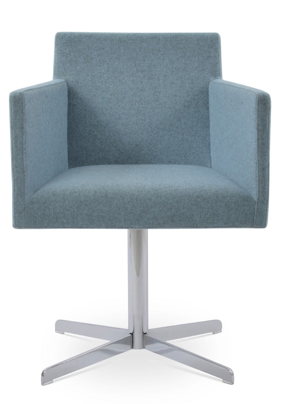 Soho Concept Harput 4 Star Swivel Armchair With Camira Blazer Wool - Stylish, Durable, 10-year Guarantee, Brass Finish Chrome,Blue  Soho-concept-dining-chair-04261