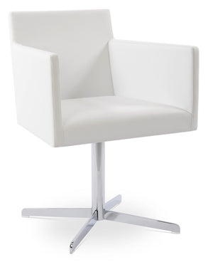 Soho Concept Harput 4 Star Armchair Swivel Dining Chair - Ergonomic Comfort, Stylish Leatherette & Gold Finish Chrome,White  Soho-concept-dining-chair-04259