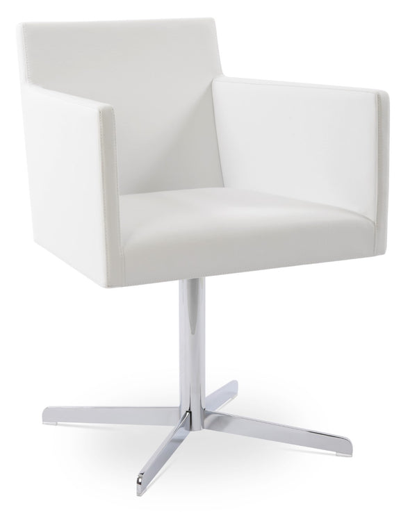 Soho Concept Harput 4 Star Armchair Swivel Dining Chair - Ergonomic Comfort, Stylish Leatherette & Gold Finish Chrome,White  Soho-concept-dining-chair-04259