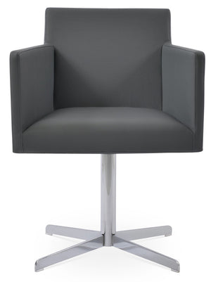 Soho Concept Harput 4 Star Armchair Swivel Dining Chair - Ergonomic Comfort, Stylish Leatherette & Gold Finish Chrome,Grey  Soho-concept-dining-chair-04257