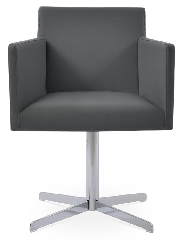 Soho Concept Harput 4 Star Armchair Swivel Dining Chair - Ergonomic Comfort, Stylish Leatherette & Gold Finish Chrome,Grey  Soho-concept-dining-chair-04257