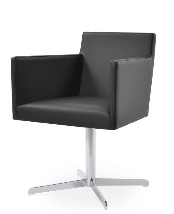 Soho Concept Harput 4 Star Armchair Swivel Dining Chair - Ergonomic Comfort, Stylish Leatherette & Gold Finish Chrome,Black  Soho-concept-dining-chair-04258