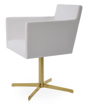 Soho Concept Harput 4 Star Armchair Swivel Dining Chair - Ergonomic Comfort, Stylish Leatherette & Gold Finish Gold,White  Soho-concept-dining-chair-04265
