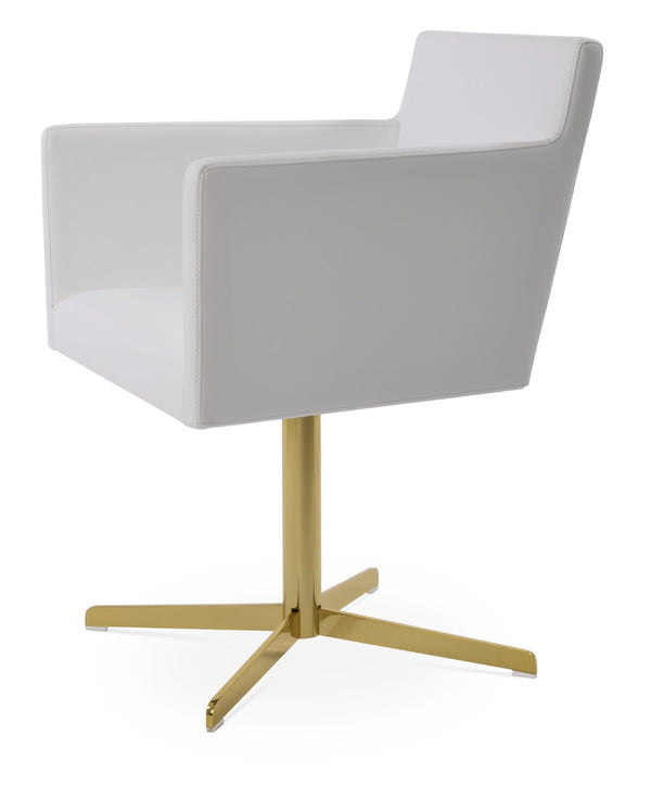 Soho Concept Harput 4 Star Armchair Swivel Dining Chair - Ergonomic Comfort, Stylish Leatherette & Gold Finish Gold,White  Soho-concept-dining-chair-04265