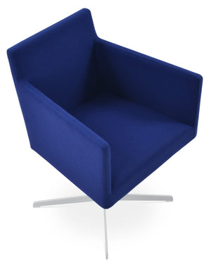 Soho Concept Harput 4 Star Swivel Armchair With Camira Blazer Wool - Stylish, Durable, 10-year Guarantee, Brass Finish White,Blue  Soho-concept-dining-chair-04274