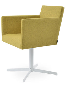 Soho Concept Harput 4 Star Swivel Armchair With Camira Blazer Wool - Stylish, Durable, 10-year Guarantee, Brass Finish White  Soho-concept-dining-chair-04270