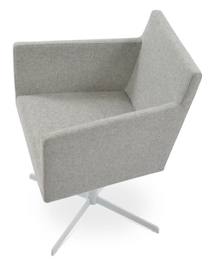 Soho Concept Harput 4 Star Swivel Armchair With Camira Blazer Wool - Stylish, Durable, 10-year Guarantee, Brass Finish White,Silver  Soho-concept-dining-chair-04272