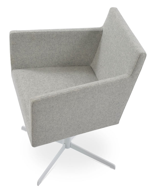 Soho Concept Harput 4 Star Swivel Armchair With Camira Blazer Wool - Stylish, Durable, 10-year Guarantee, Brass Finish White,Silver  Soho-concept-dining-chair-04272