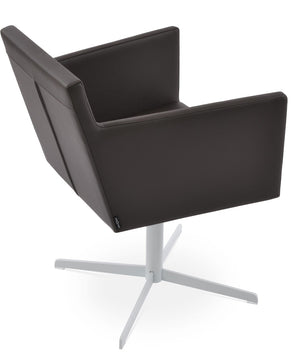 Soho Concept Harput 4 Star Armchair Swivel Dining Chair - Ergonomic Comfort, Stylish Leatherette & Gold Finish White,Brown  Soho-concept-dining-chair-04277