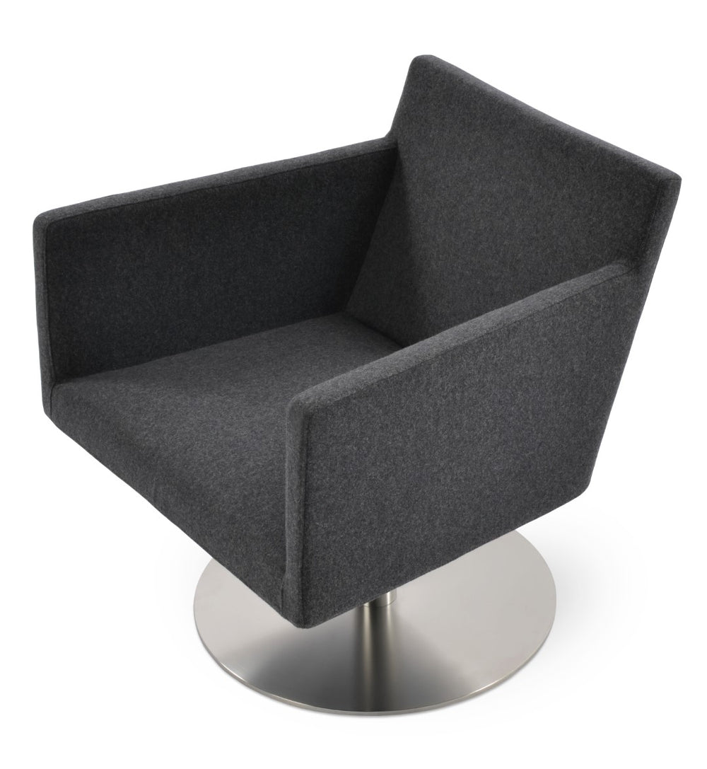 Soho Concept Harput Lounge Swivel Armchair - Premium Wool Fabric, 10-year Guarantee, Stylish Metal Base, Dark Grey Dark Grey  Soho-concept-dining-chair-12059