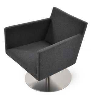 Soho Concept Harput Lounge Swivel Armchair - Premium Wool Fabric, 10-year Guarantee, Stylish Metal Base, Dark Grey Dark Grey  Soho-concept-dining-chair-12059
