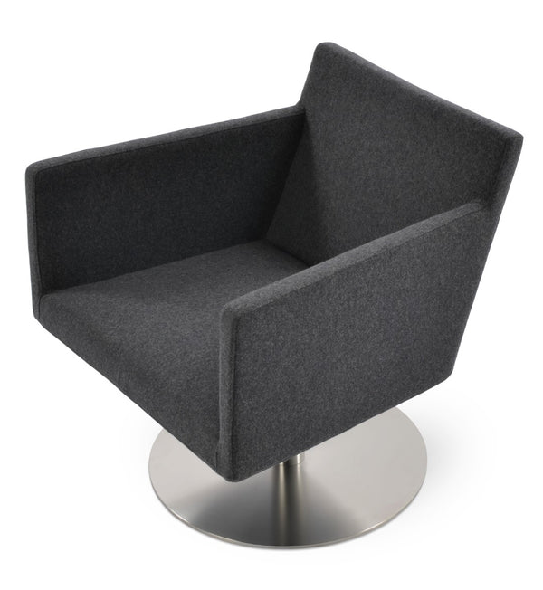 Soho Concept Harput Lounge Swivel Armchair - Premium Wool Fabric, 10-year Guarantee, Stylish Metal Base, Dark Grey Dark Grey  Soho-concept-dining-chair-12059