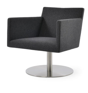 Soho Concept Harput Lounge Swivel Armchair - Premium Wool Fabric, 10-year Guarantee, Stylish Metal Base, Dark Grey Dark Grey  Soho-concept-dining-chair-13163