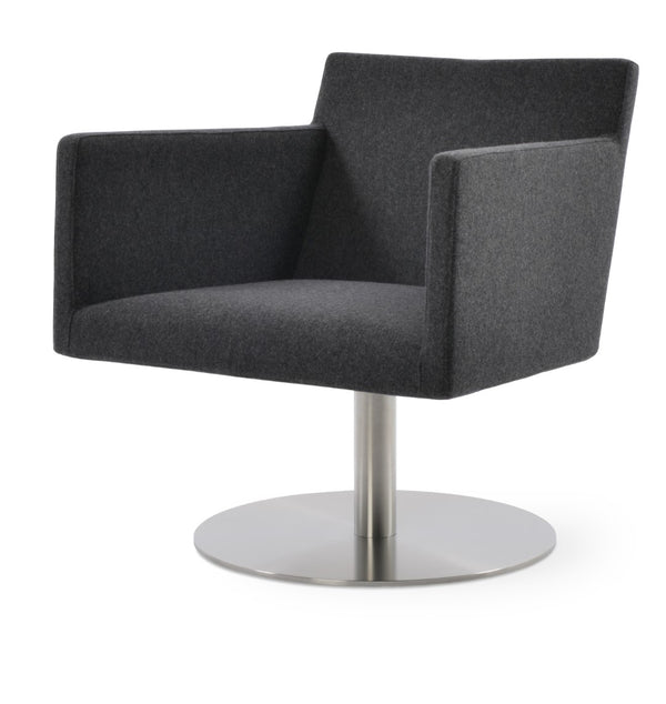 Soho Concept Harput Lounge Swivel Armchair - Premium Wool Fabric, 10-year Guarantee, Stylish Metal Base, Dark Grey Dark Grey  Soho-concept-dining-chair-13163