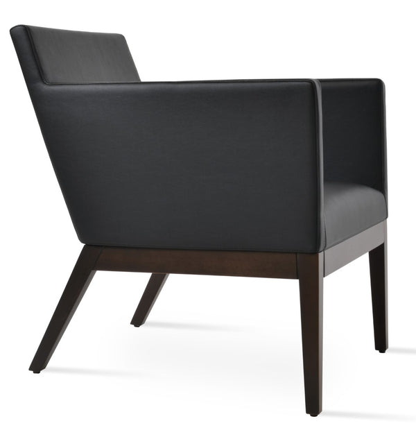 Soho Concept Harput Swivel Armchair - Soft Leatherette, Solid Wood Base, 2-year Guarantee, Stylish Comfort Walnut,Black  Soho-concept-dining-chair-12052