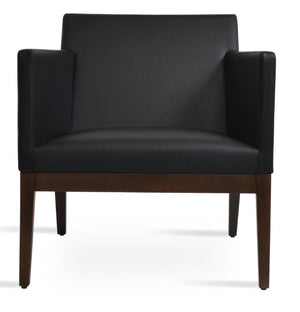 Soho Concept Harput Swivel Armchair - Soft Leatherette, Solid Wood Base, 2-year Guarantee, Stylish Comfort Walnut,Black  Soho-concept-dining-chair-13158