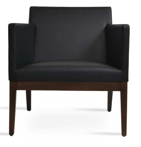 Soho Concept Harput Swivel Armchair - Soft Leatherette, Solid Wood Base, 2-year Guarantee, Stylish Comfort Walnut,Black  Soho-concept-dining-chair-13158