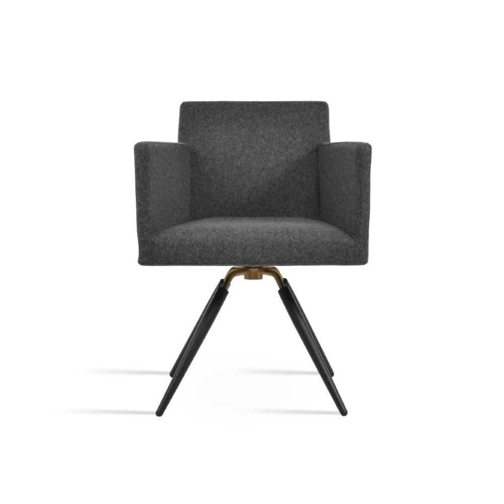 Soho Concept Harput Carrot Armchair Swivel - Stylish Dining Chair In Camira Blazer Wool With 10-year Guarantee Black,Brass,Dark Grey Swivel. Solid Metal Top Part Connected To Four Tubular Legs Soho-concept-dining-chair-04291