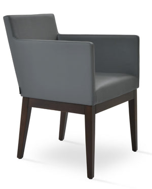 Soho Concept Harput Wood Armchair Dining Chair - Stylish Soft Grey Leatherette With 2-year Guarantee For Comfort Grey  Soho-concept-dining-chair-04297