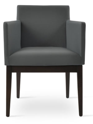 Soho Concept Harput Wood Armchair Dining Chair - Stylish Soft Grey Leatherette With 2-year Guarantee For Comfort Grey  Soho-concept-dining-chair-04297