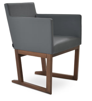 Soho Concept Harput Sled Wood Armchair - Stylish Walnut Dining Chair With Soft Leatherette & 2-year Guarantee Walnut,Grey  Soho-concept-dining-chair-04296